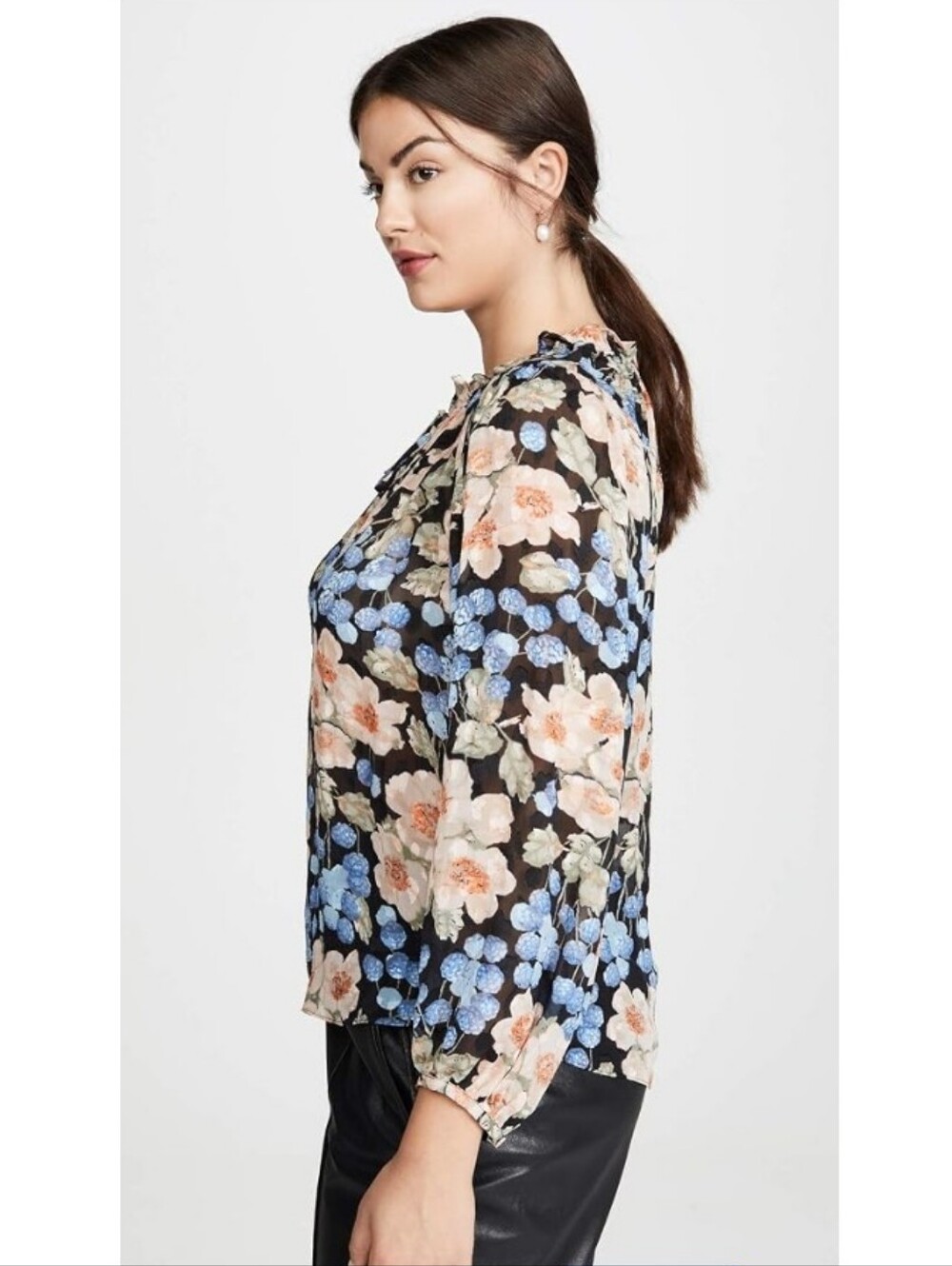 Rebecca Taylor Women's Long Sleeve Floral Blouse Silk Blend - Picture 4 of 13